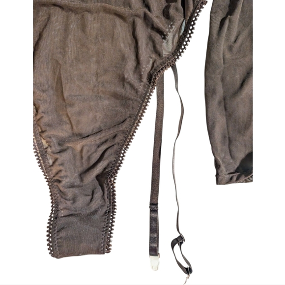 NWT Frederick's of Hollywood Lola Lee Bodysuit with Garters, Chocolate, M - Picture 4 of 10